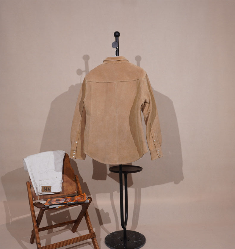 ４色展開☆カウレザー スウェード ウエスタンシャツ☆S～4XL