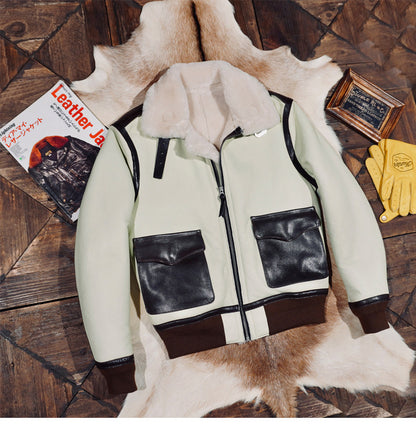 ◆オーストラリア産ムートン A-2フライトジャケット◆ホワイト S～4XL