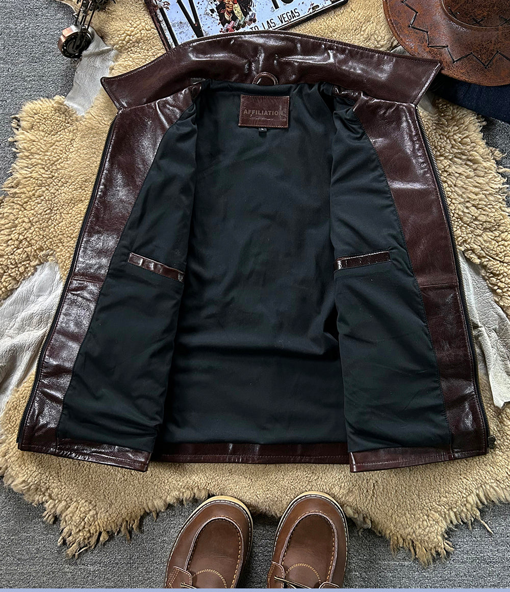 30’s ヴィンテージ復刻 オイルゴートレザージャケット M～4XL