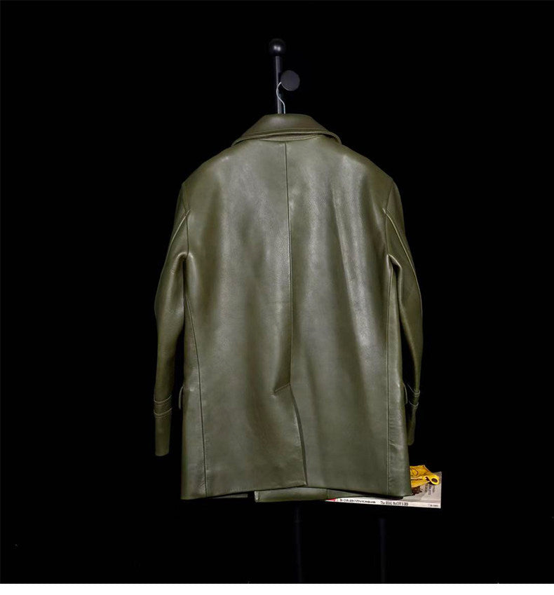 絶妙な色味の２色展開▲ヴィンテージ復刻スタイル カウレザー  Pコート▼XL～3XL