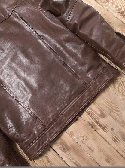SALEプライス★VINTAGE復刻デザイン 植物タンニンなめし ゴートレザー シングルライダースジャケット★M～5XL　ブラウン