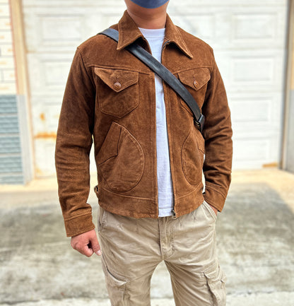 ◆70’s ヴィンテージ復刻 カウレザー スウェード シングルライダース ジャケット◆M～3XL