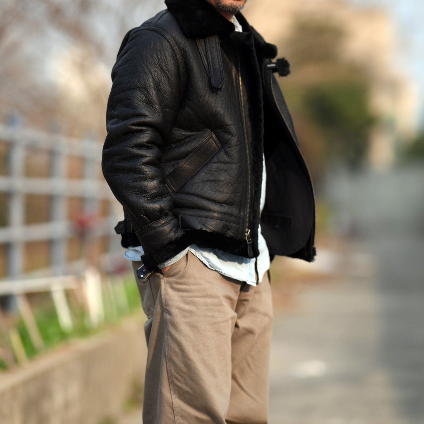 ☆オーストラリア産ムートン オールブラック B-3フライトジャケット☆M～3XL