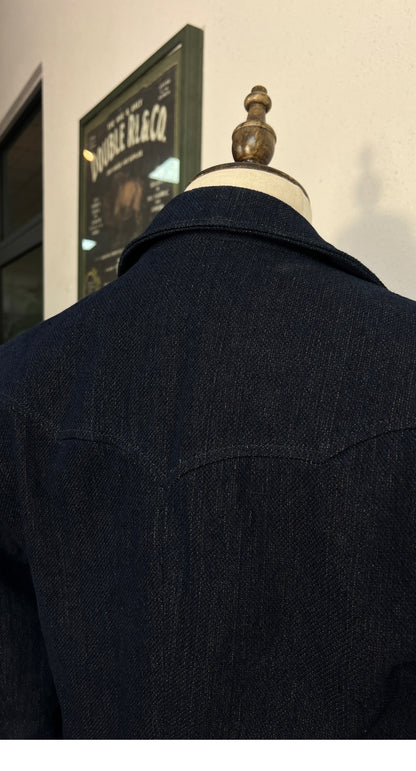 ◇インディゴ染め 刺し子生地コットンテーラードジャケット◇S～4XL