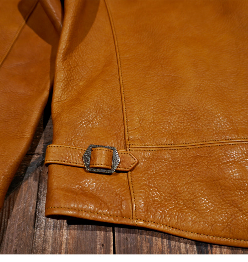 1930's VINTAGE復刻デザイン  水染めカウレザーシングルライダースジャケットS～5XL