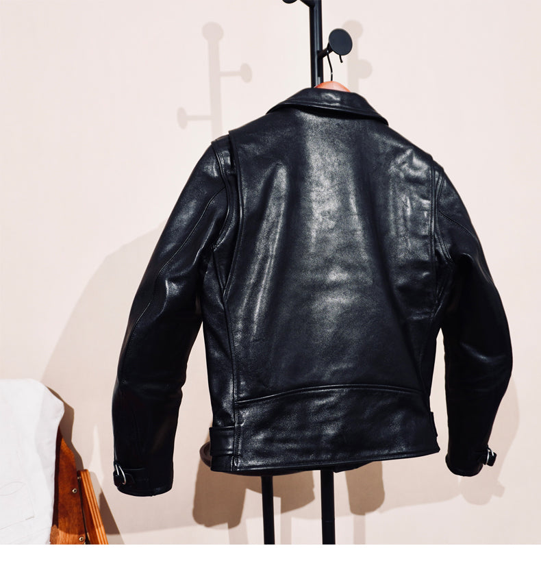 ◇ヴィンテージ復刻デザインJ-24型◇植物タンニン鞣しホースハイド  ダブルライダースジャケット◇S～4XL