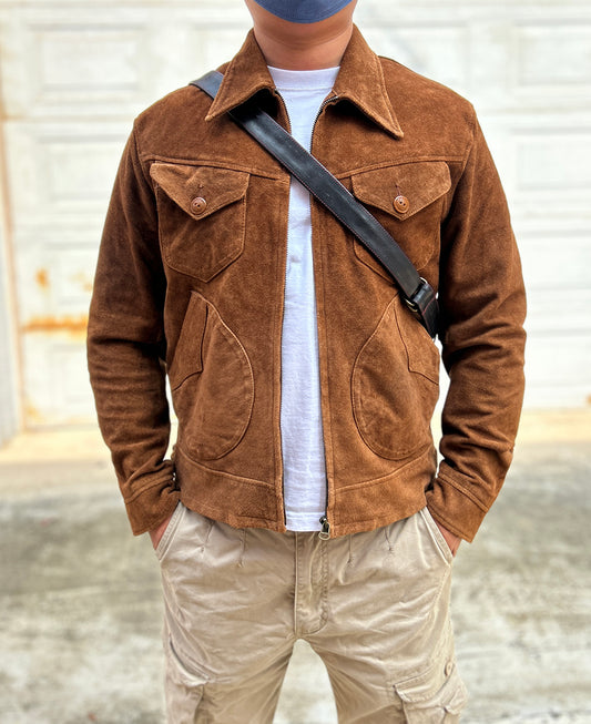◆70’s ヴィンテージ復刻 カウレザー スウェード シングルライダース ジャケット◆M～3XL