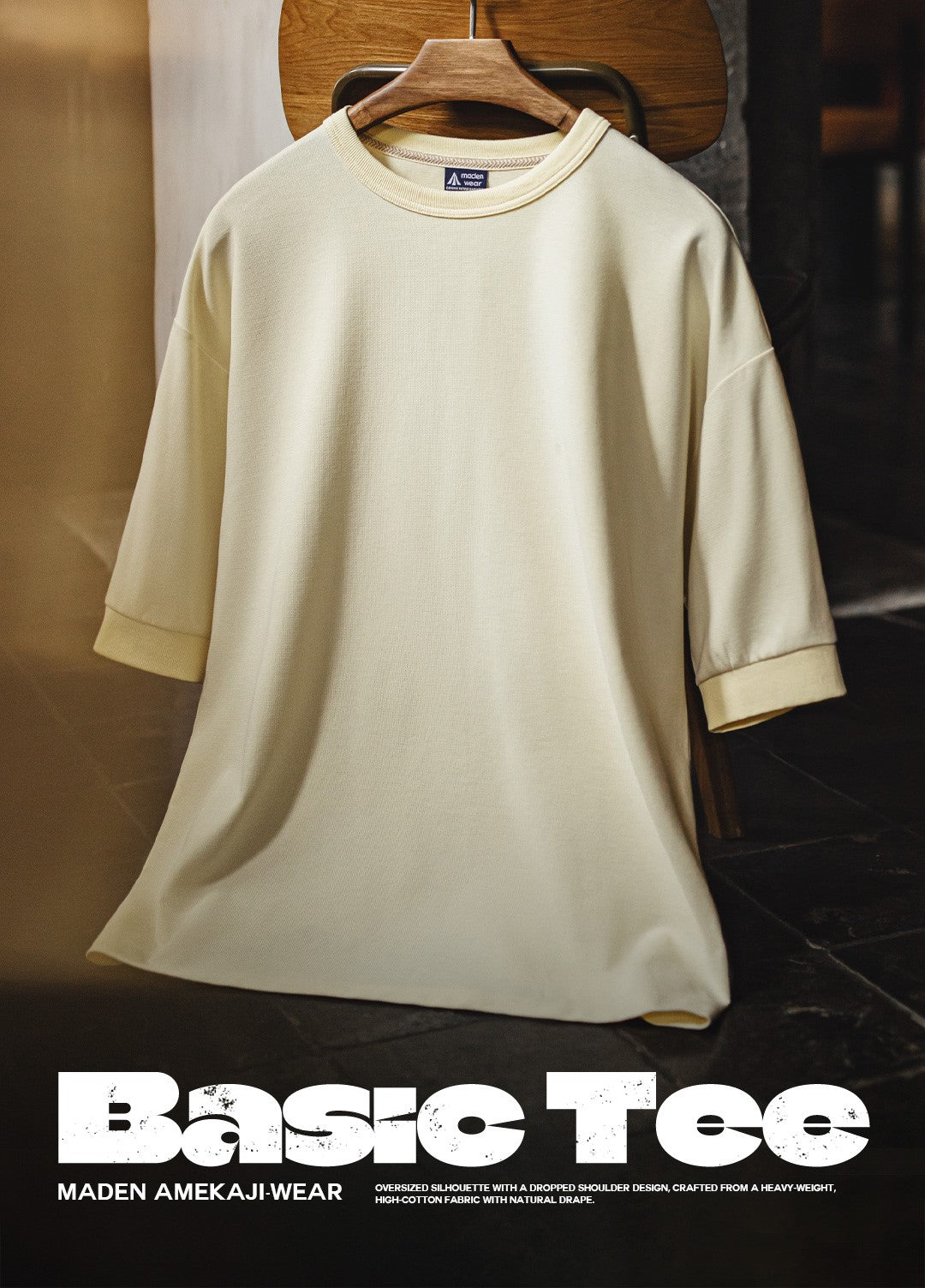 ◆ドロップショルダー５分丈 バック刺繍Ｔシャツ◆S～2XL