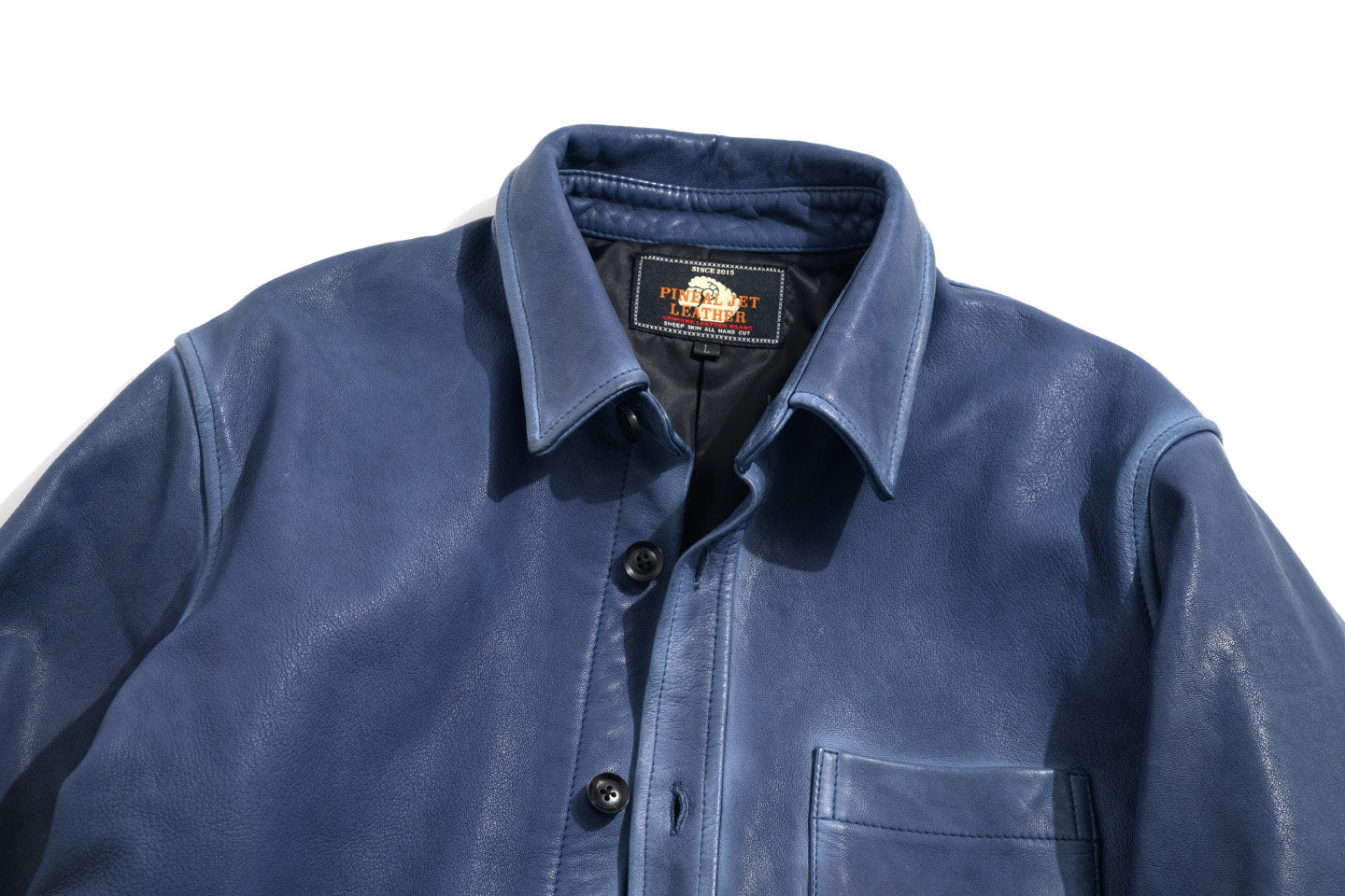 ☆絶妙な色味の枯れたブルーカラー☆シープレザー シャツ☆M～3XL