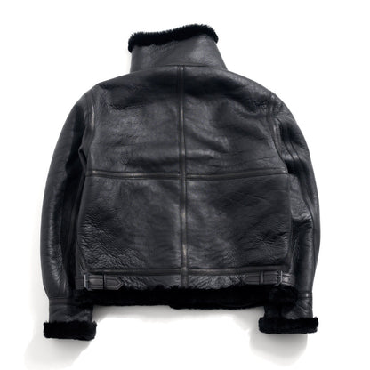 ☆オーストラリア産ムートン オールブラック B-3フライトジャケット☆M～3XL
