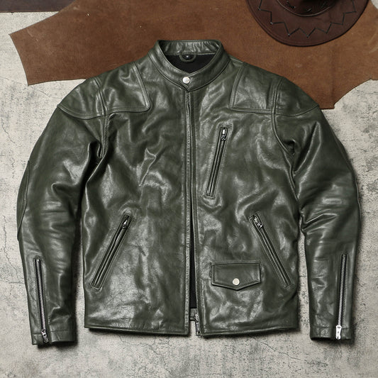 オイルカウレザー シングルライダース ジャケット M～4XL