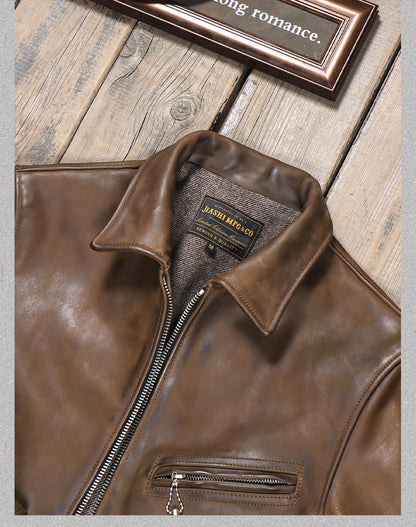 ヴィンテージ復刻デザイン◇2.0mmカウレザー シングルライダース ジャケット◇ M～4XL
