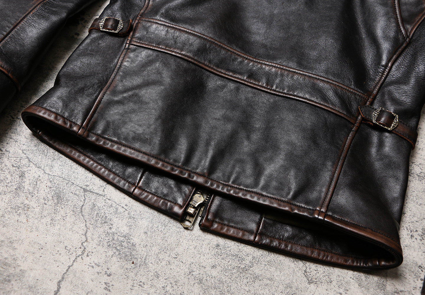 ★程好いヴィンテージ加工★植物タンニン鞣し茶芯カウレザー シングルライダースジャケット★M～5XL