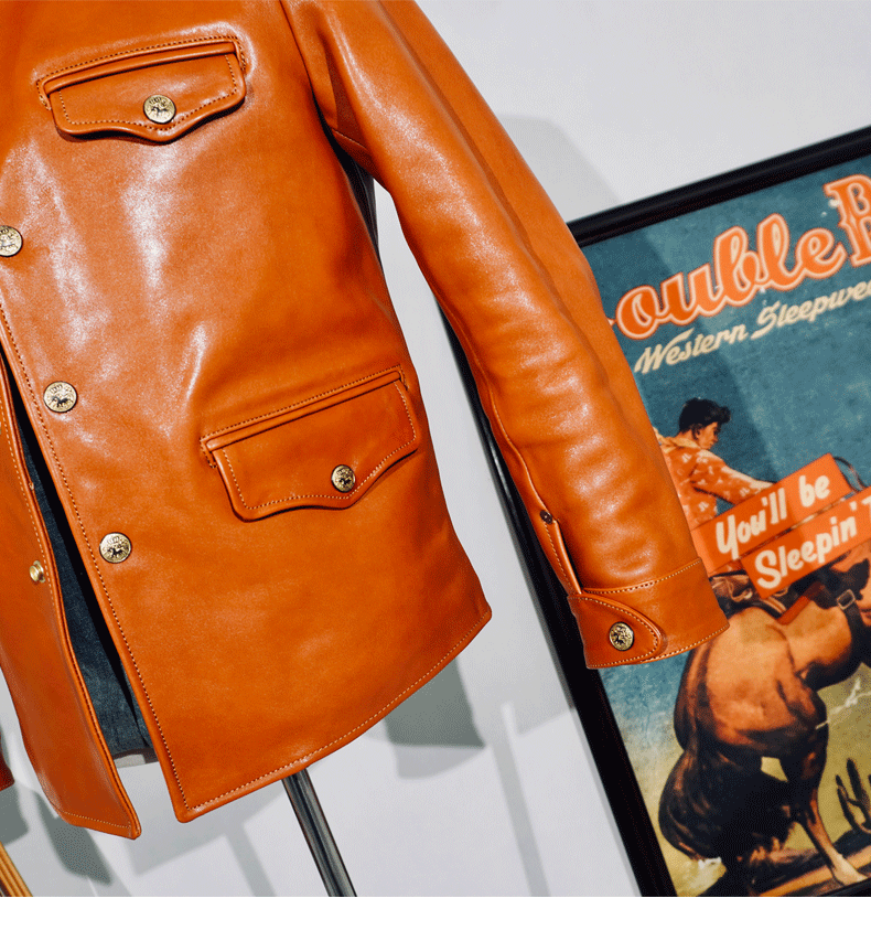 植物タンニン鞣し ホースハイドレザー カーコート S～4XL