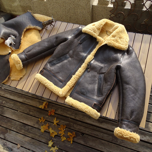 昨シーズン売り切りSALE★B-3 ムートン フライトジャケット★S～5XL/ブラウン