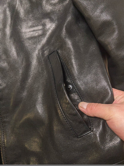 SALEプライス★VINTAGE復刻デザイン 植物タンニンなめし ゴートレザー シングルライダースジャケット★M～5XL
