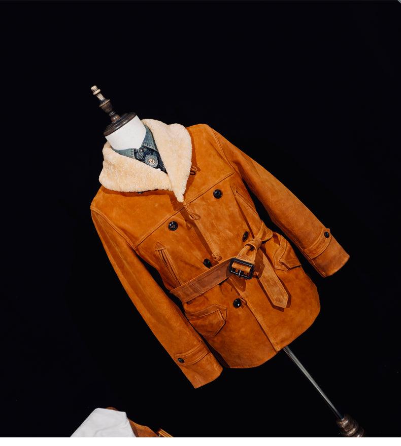 ★カウレザー×ムートン使用 ランチコート★S～4XL