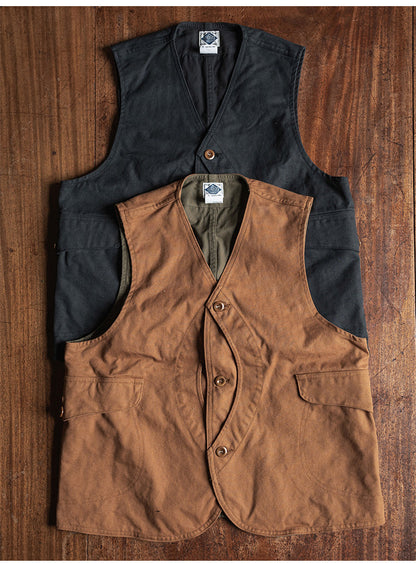 2色展開★ヴィンテージ復刻 13OZ コットン ハンティングベスト★S～2XL
