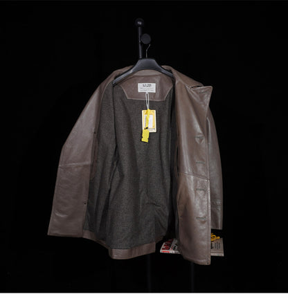 絶妙な色味の２色展開▲ヴィンテージ復刻スタイル カウレザー  Pコート▼XL～3XL