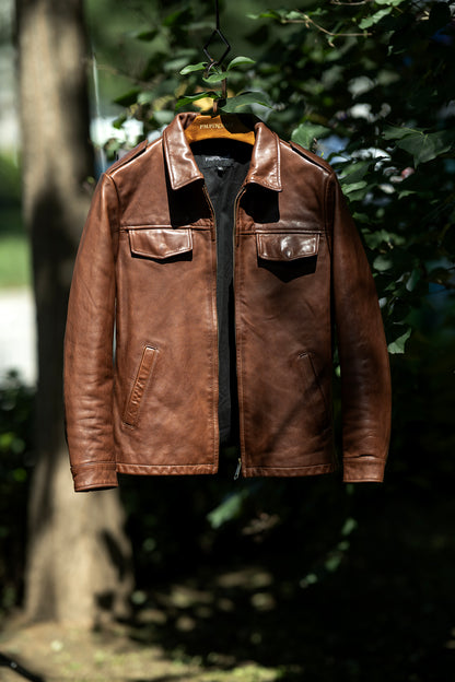 VINTAGE復刻 カウレザー シングルライダースジャケット M～2XL
