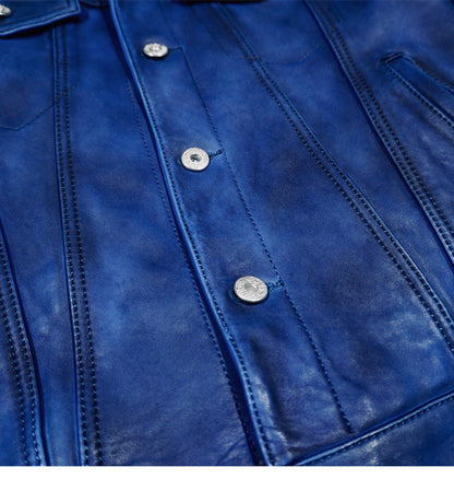 ★507 type3型 復刻モデル シープレザージャケット★ブルー S～4XL