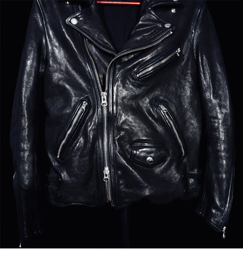 植物タンニン鞣しシープレザー使用  ダブルライダースジャケットS～4XL