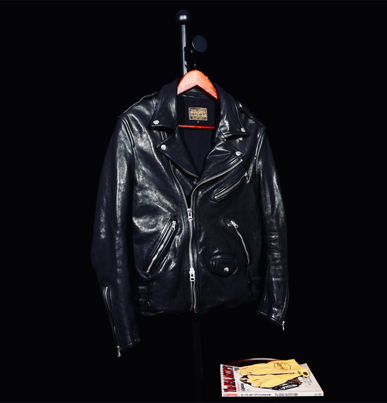 植物タンニン鞣しシープレザー使用  ダブルライダースジャケットS～4XL