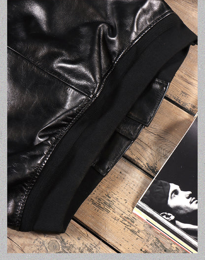 １点のみスペシャルSALE◇Lサイズ◇ゆったりシルエット◇航路地図柄の裏地◇カウレザーB-15フライトジャケット◇