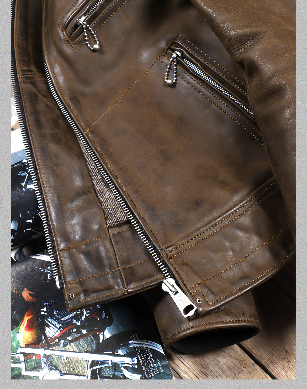 ヴィンテージ復刻デザイン◇2.0mmカウレザー シングルライダース ジャケット◇ M～4XL