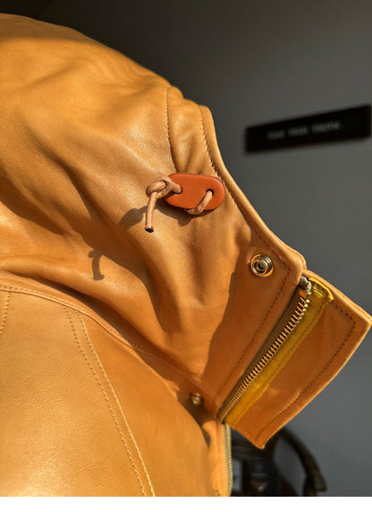 ◇イタリア産シープレザー使用 水染めレザーダウンジャケット◇ M～XL