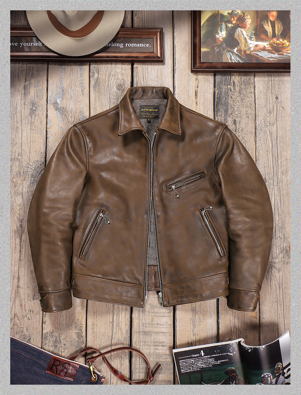 ヴィンテージ復刻デザイン◇2.0mmカウレザー シングルライダース ジャケット◇ M～4XL