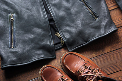 ２色展開☆植物タンニン鞣しシープレザー シングルライダースジャケット☆ L～5XL