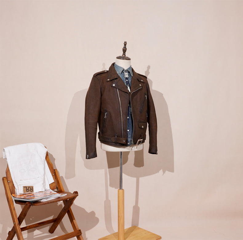 ヴィンテージ50s復刻 613型カウレザー ダブルライダースジャケット M～4XL