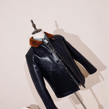 ★ヴィンテージ復刻 茶芯ホースハイドレザー N-1デッキジャケット★S～4XL