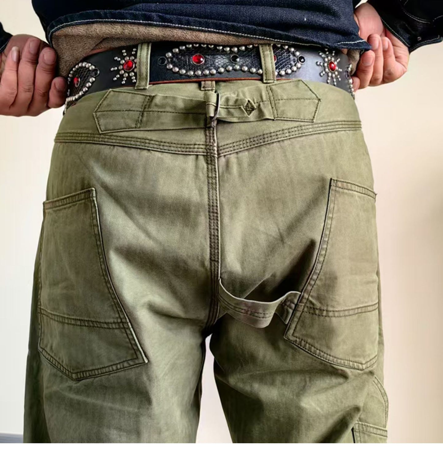 ◇ヴィンテージ復刻デザインHBTコットンヘリンボーン使用 ワークパンツ◇M～3XL