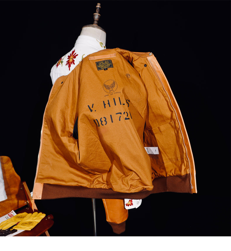 △ヴィンテージ復刻 植物タンニン鞣しホースハイドレザー A-2ジャケット▽S～4XL