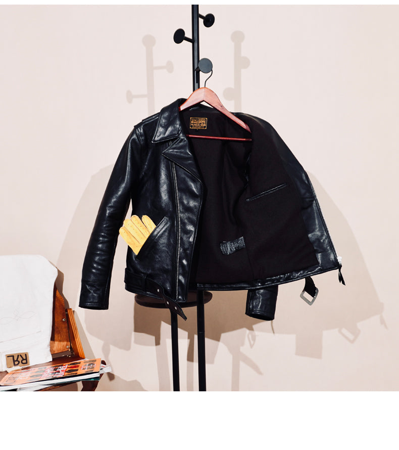 ◇ヴィンテージ復刻デザインJ-24型◇植物タンニン鞣しホースハイド  ダブルライダースジャケット◇S～4XL