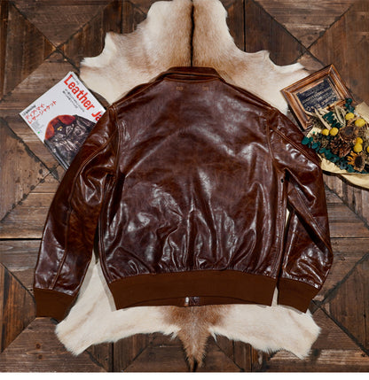 ▲ヴィンテージ復刻 植物タンニン鞣しカーフレザー A-2ジャケット▼