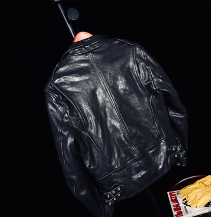 植物タンニン鞣しシープレザー使用  ダブルライダースジャケットS～4XL