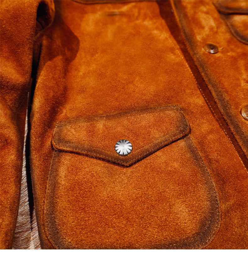 ★ヴィンテージ復刻 ヌバックレザー ウエスタンジャケット★S～5XL