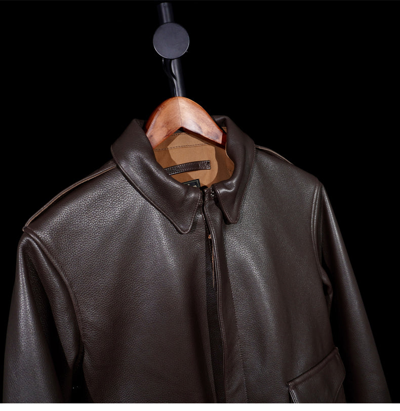 ▲ヴィンテージ復刻 茶芯シープレザー A-2ジャケット▼