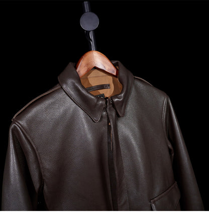 ▲ヴィンテージ復刻 茶芯シープレザー A-2ジャケット▼