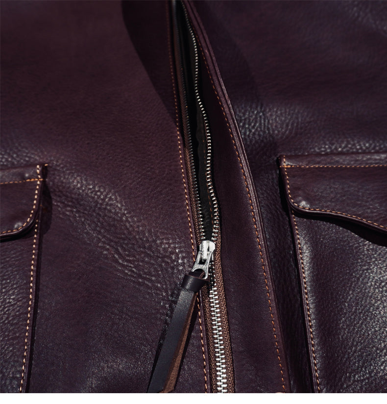 2.0mm厚絶妙な色味▲ヴィンテージ復刻 植物タンニン鞣し カウレザー A-2ジャケット▼