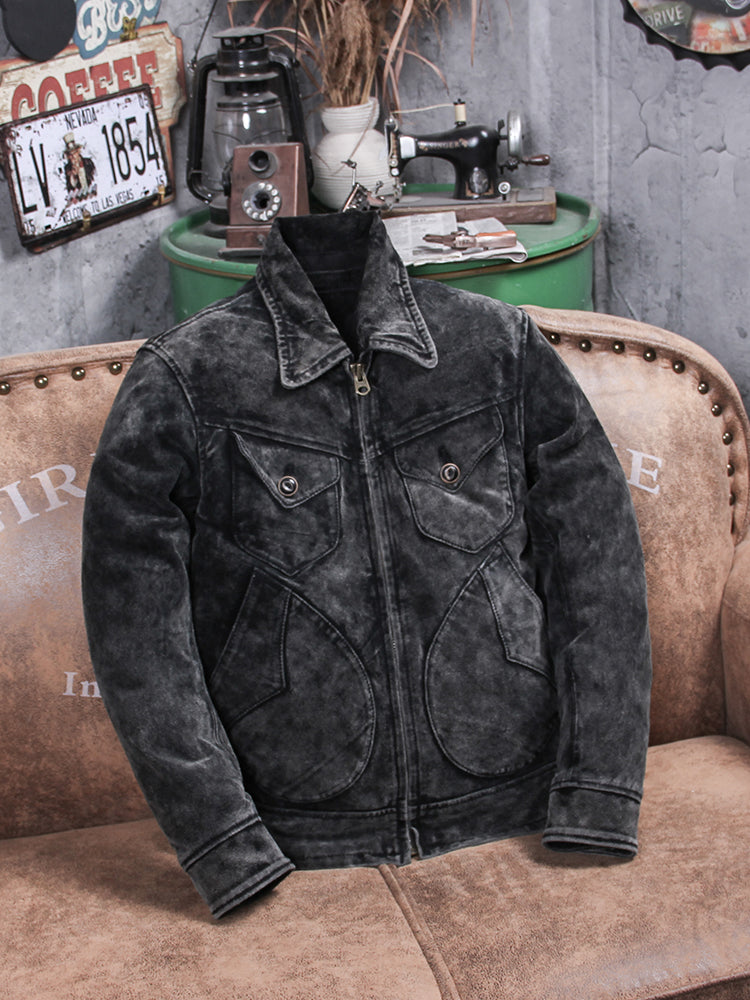 ◆70’s ヴィンテージ復刻 カウレザー スウェード シングルライダース ジャケット◆M～5XL