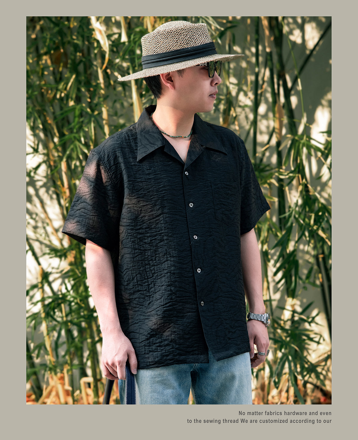 ２色展開△ジャガード 半袖 アロハシャツ▽S～3XL