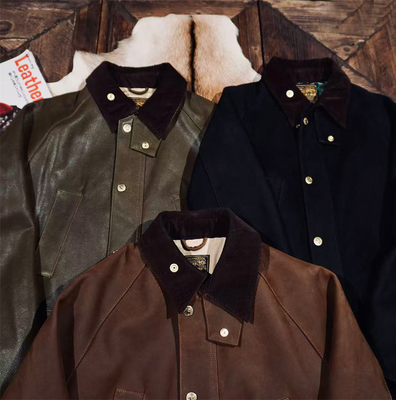 ３色展開▲細部のディテールまで完璧な拘り▲カウレザー ジャケット▼M～4XL