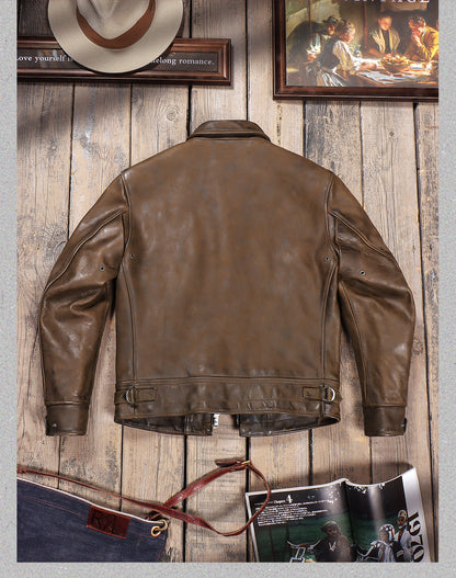 ヴィンテージ復刻デザイン◇2.0mmカウレザー シングルライダース ジャケット◇ M～4XL