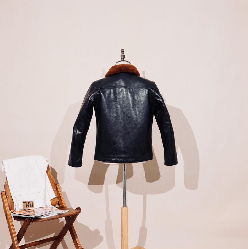 ★ヴィンテージ復刻 茶芯ホースハイドレザー N-1デッキジャケット★S～4XL
