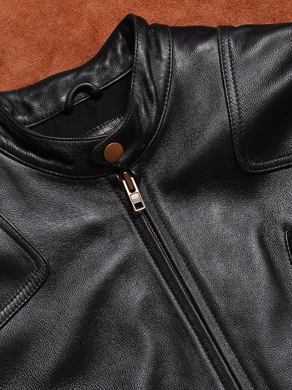 昨シーズン物売り切りセール◇カウレザー シングルライダースジャケット◇M～5XL