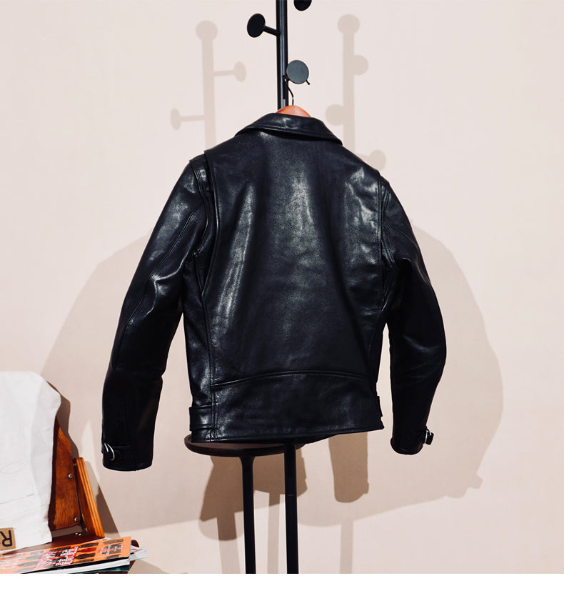 ◇ヴィンテージ復刻デザインJ-24型◇植物タンニン鞣しホースハイド  ダブルライダースジャケット◇S～4XL